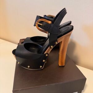 Gucci Bamboo Wood Platform Sandals